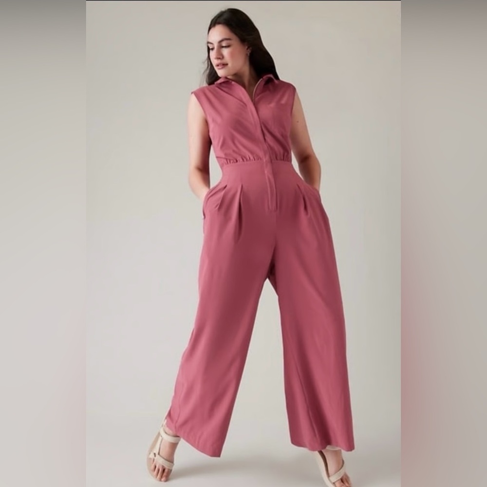 Athleta Berry Rose Wide-Leg Jumpsuit with Sleeveless Design